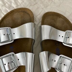 Birkenstock silver worn once. Size 41 or 10.